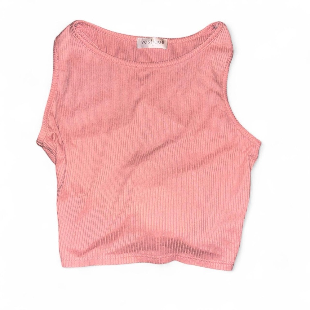 Vestique Blush Ribbed Crop Top